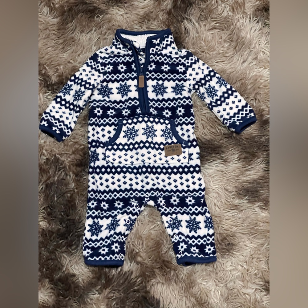 Carters fleece winter jumpsuit size 3 months